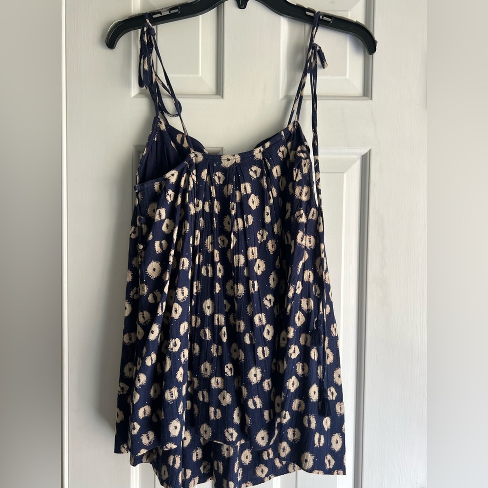 Free People Navy and Cream Tank Top